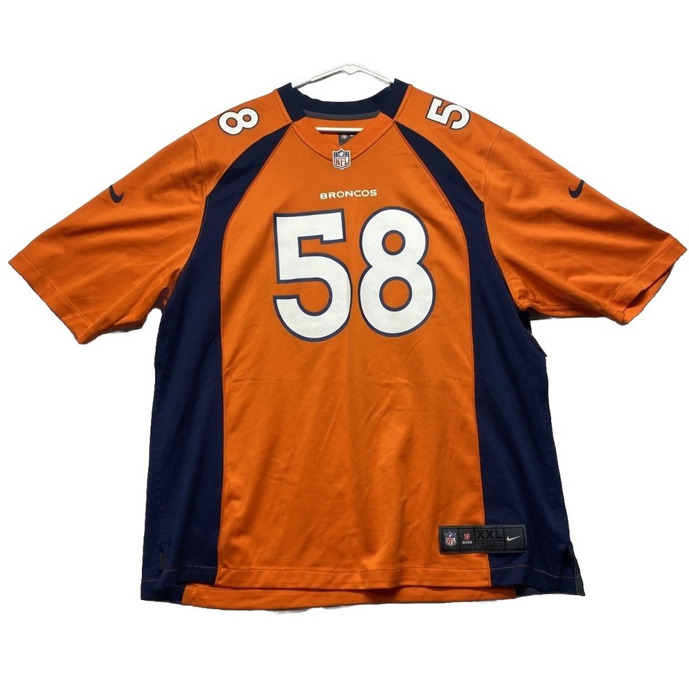 Denver Broncos Jersey Mens 2XL Orange Von Miller #58 Nike Football NFL On Field